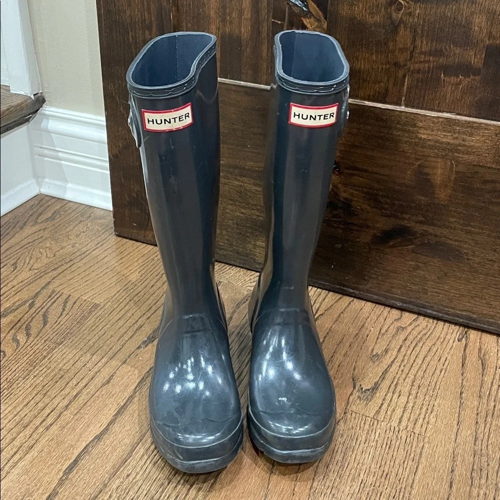 HUNTER Original Big Kid Rain Boot Kids Unisex 4 boy 5 girl Grey